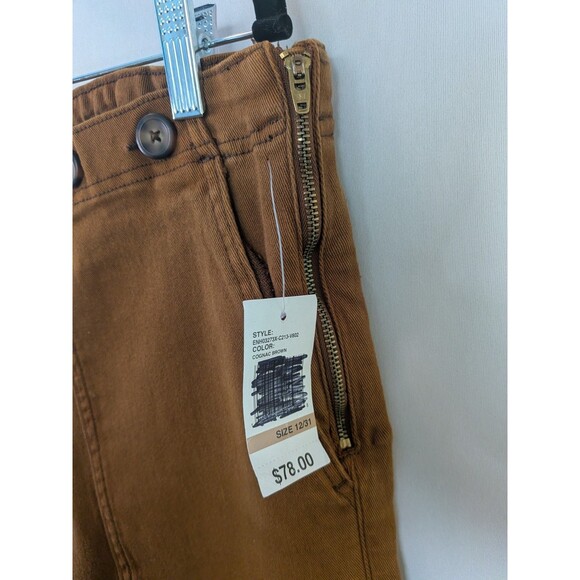 Kensie Jeans Women 12/31 Brown High Waist Wide Leg Pockets Boho Jeans Ankle NWT - Picture 7 of 16